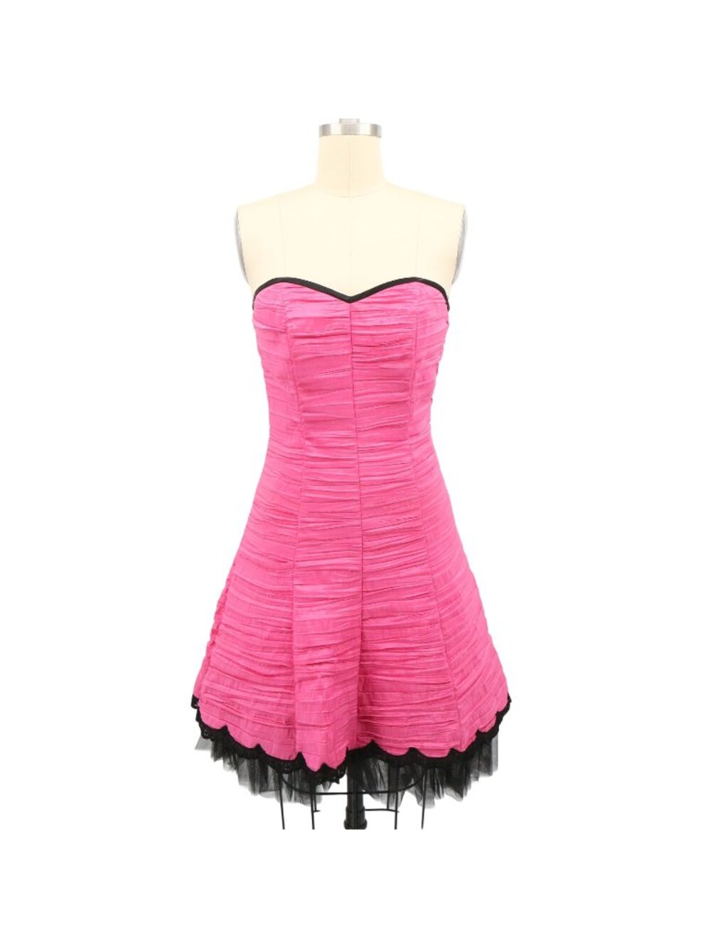Vintage Jessica McClintock Gunne Sax Pink Ruffle Strapless Party Formal Dress 3